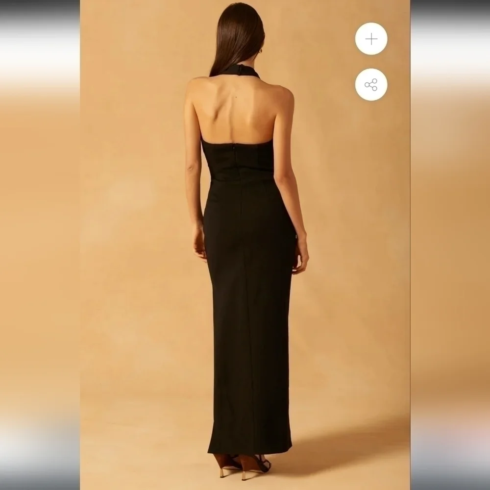 Revolve MISHA Atta Cutout Crepe Gown in black size 2 - Picture 2 of 11